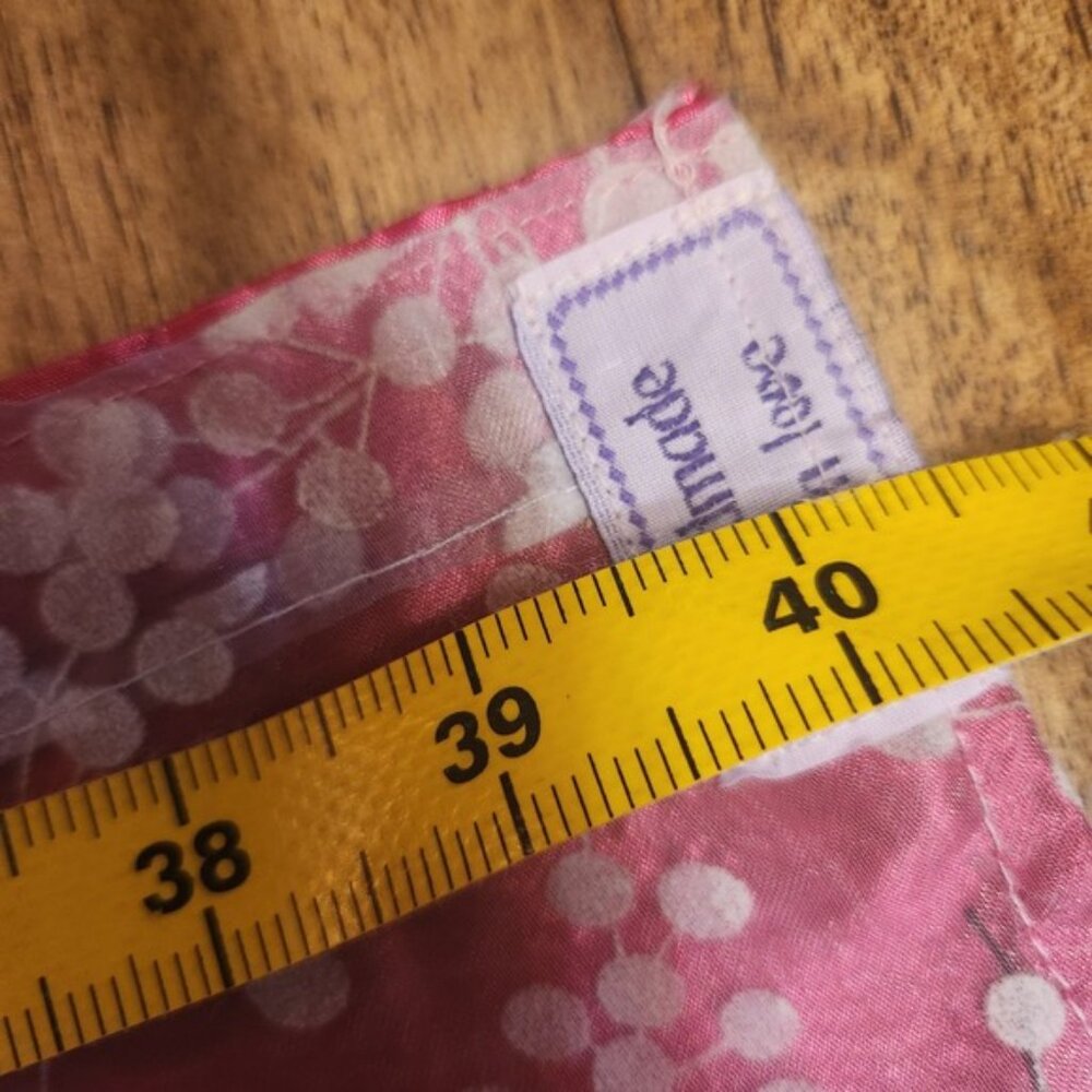 Handmade fuschia Organza Botanical Print curtains Satin Lined 40x40 x2 - Picture 6 of 7